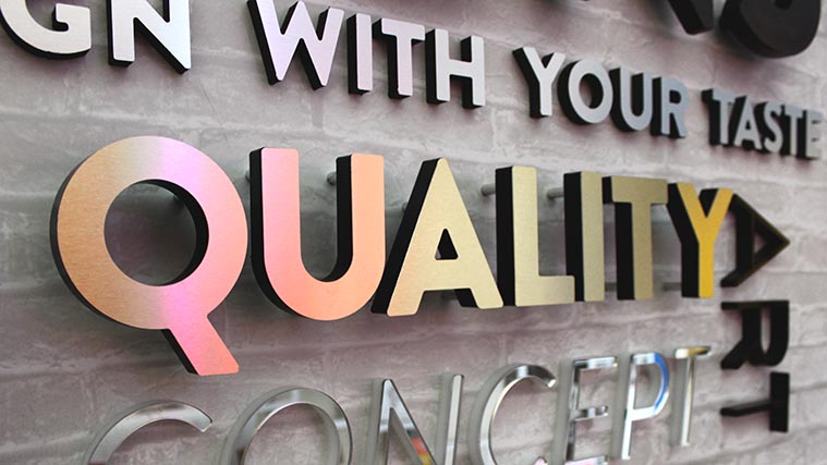 Non-Illuminated Sign Golden Brushed Metal Letter Sign