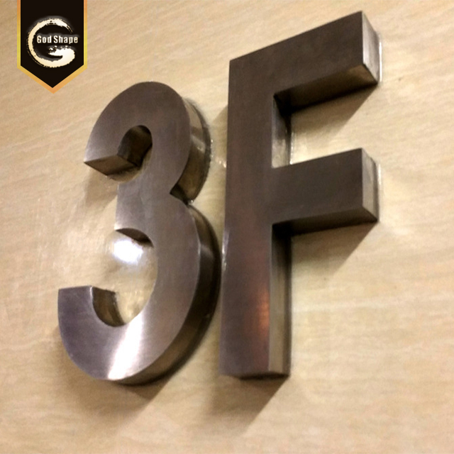Room Number 3D Acrylic LED Sign Backlit Stainless Steel Letters