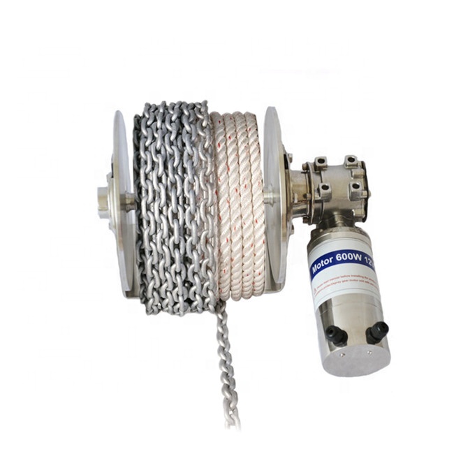 JVW-013S waterproof IP65 316 Stainless Steel 12V 24V anchor double drum winch for boat yacht