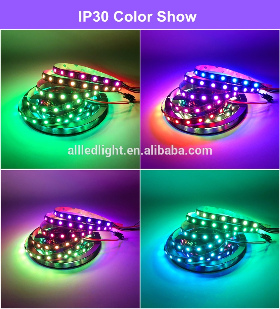 IP65 WS2811 LED Strip DC12V Black / White PCB 5050 RGB Smart IC Pixel Control WS2812B Led Strip Light