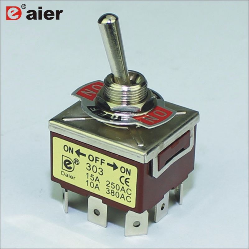 KN3C-303P 12MM 3PDT 9 Pin ON OFF ON Momentary Toggle Switch Three Way