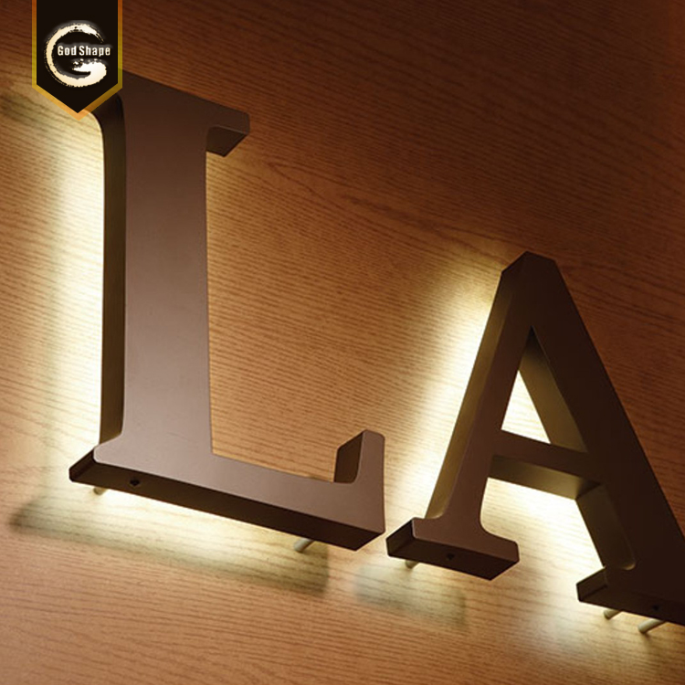 Laser cutting metal illuminated outdoor led sign 304 stainless steel backlit led  reverse channel letters