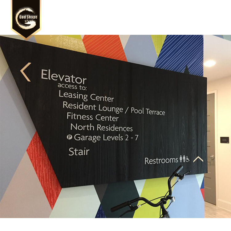 Custom  interior directional printed sign plate for wayfinding