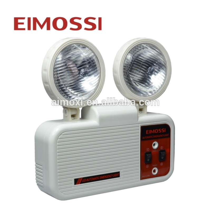 Plastic rechargeable 2*1w led Twin spot emergency evacuation light lamp with automatic emergency device