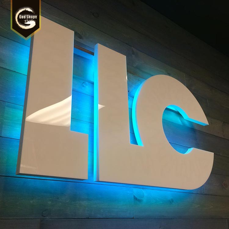 wall mount stainless steel reverse channel letters backlight illuminated metal backlit  logo sign