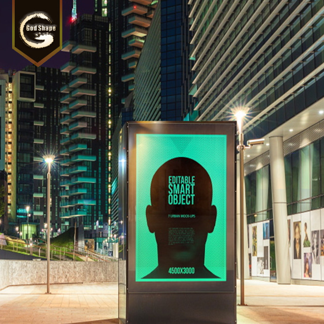 Bus Station Advertising Waterproof Modern Free Standing Square led Light Box Sign