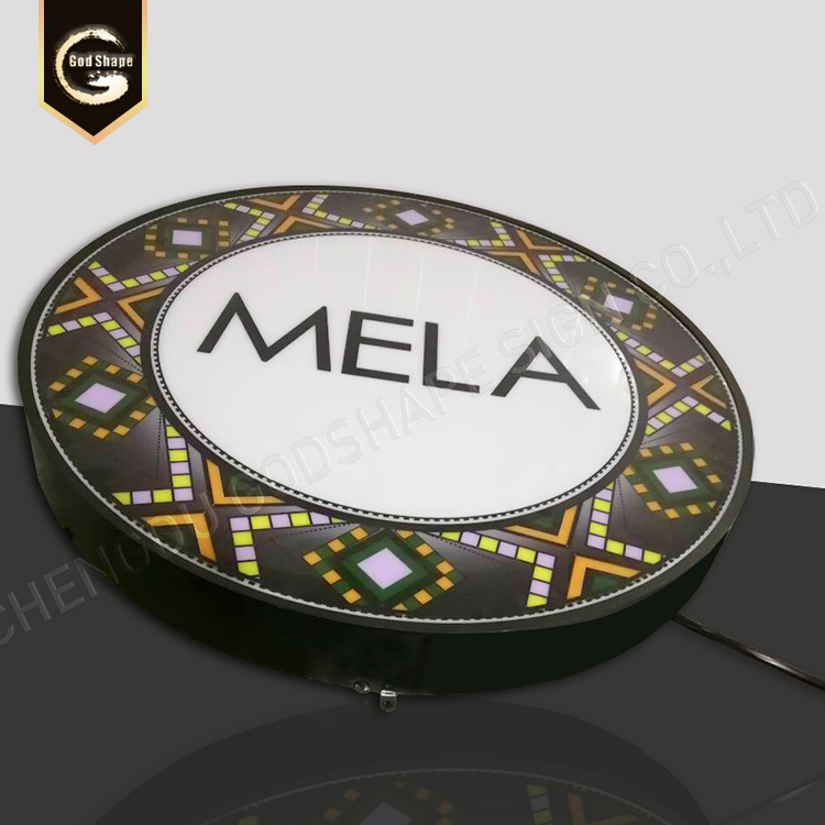 Custom logo maker illuminated signage outdoor advertising flat light box  projecting sign