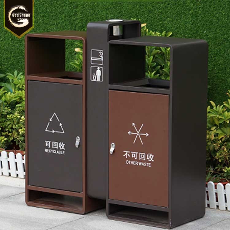 Outdoor  dustbin with logo sticker ashtray for schools public use