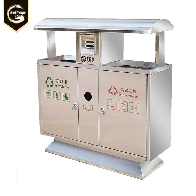Manufacturer wholesale stainless steel recycle  metal trash can eco-friendly outdoor metal park rubbish bin