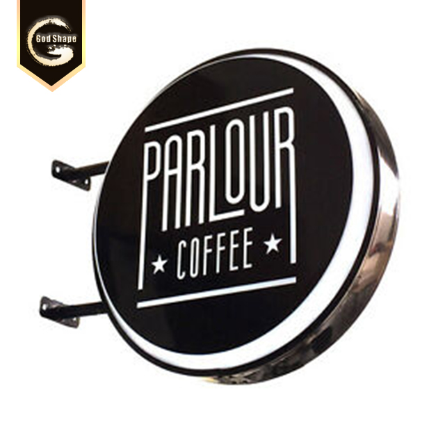 Outdoor External advertising led light board round wall mounted light box signs for bar light box sign