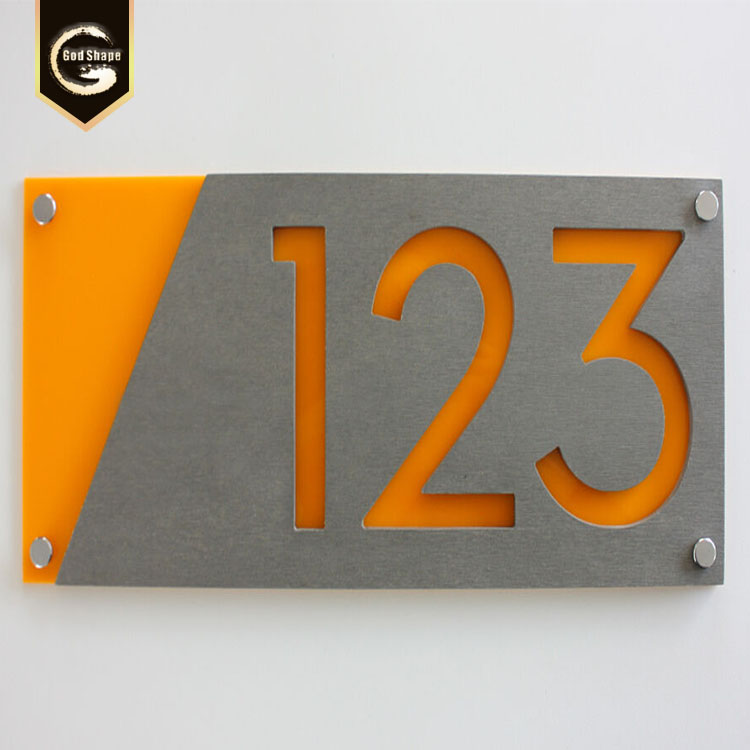 Beautiful House Sign Door Number Street Address Modern Clear Solid Acrylic Plaque Sign with print