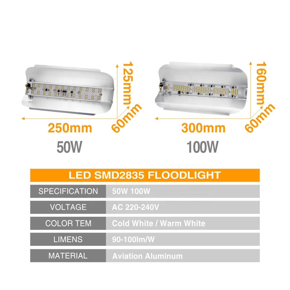 High lumen outdoor waterproof ip65 SMD2835 LED chip AC 220V LED flood light 100w