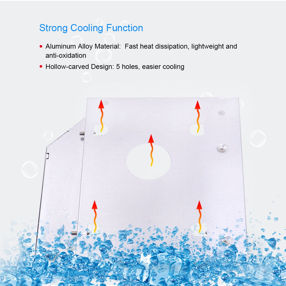 2nd HDD Caddy 9.5mm optibay Universal 9.55 mm SATA To 2.5 SSD Case