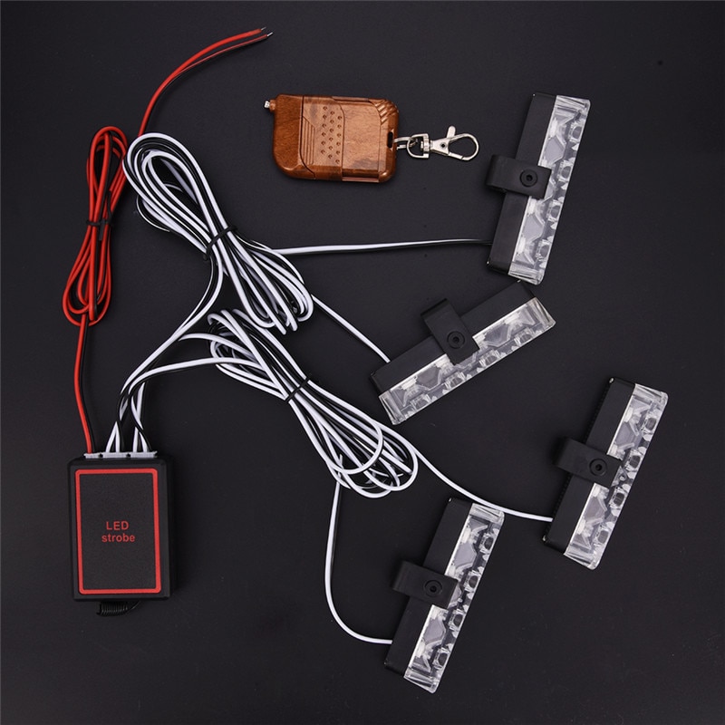 4x4LED DC 12V High Power Wired And Wireless Car in The Network Strobe Light Clip Light LED Police Warning Light Multi-mode