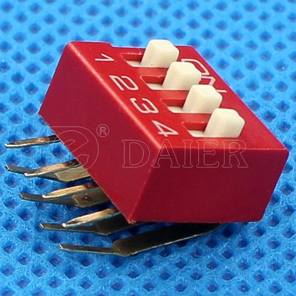 Mini Red 2.54 MM Right Angle 8 Pin Dip Switch