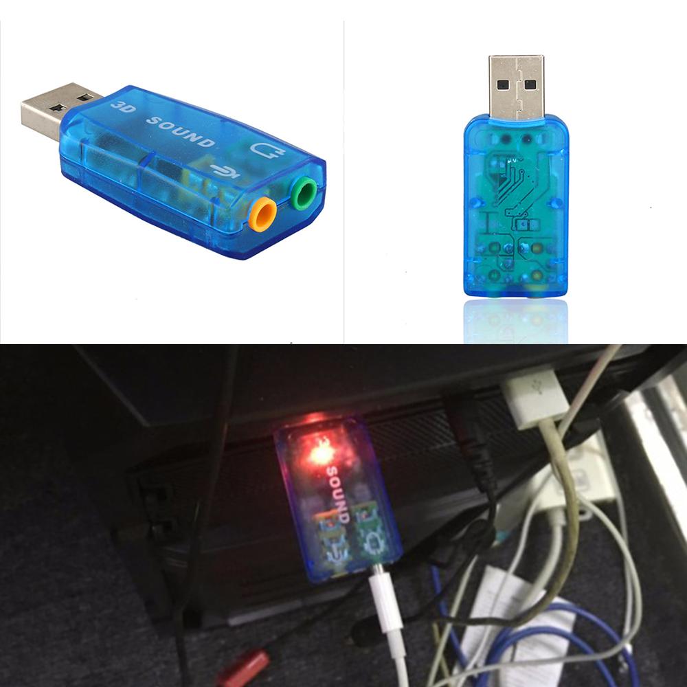 New 5.1-Channel w/3.5mm Sound Card External USB Sound Card Audio Card Adapter Computer Stereo Mic Audio USB Converter