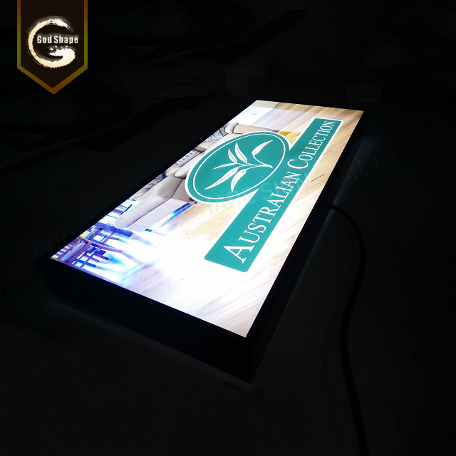 Factory Modern Advertising Acrylic Rectangle Customized Light Box Sign Single Sided  Metal Led Light Box Signage