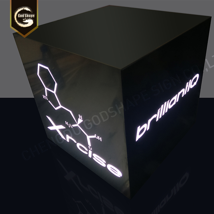 Indoor illuminated led lightbox sign led lighting display cube logo light box
