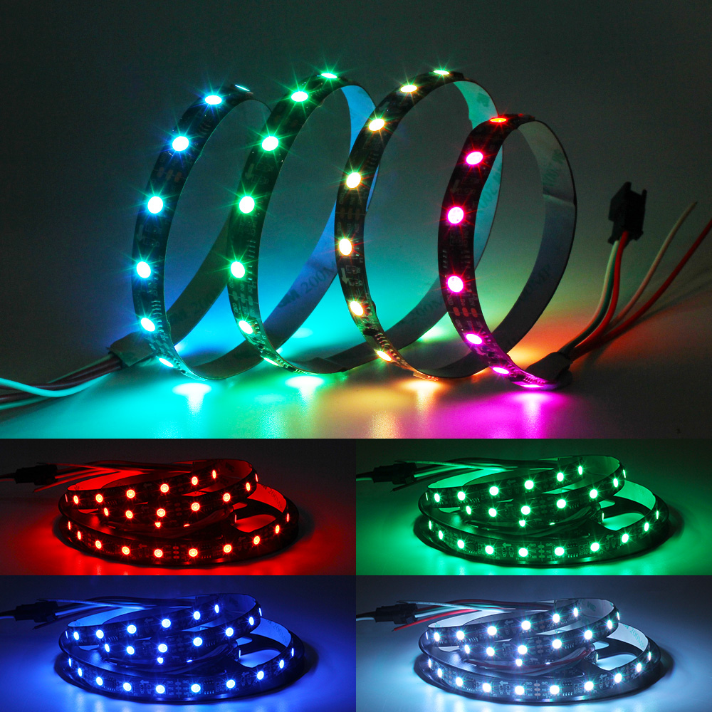 Music control LED Strip set Dream color WS2811 LED Strip 5050 RGB 5M/Lot with Music controller RF Remote,12V Adapter EU/US Plug