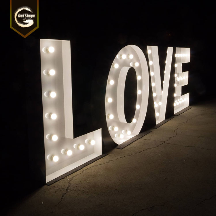Factory Custom Made Super Bright Light Led Signs 3d Cut Acrylic Letters Sign With Light Bulb