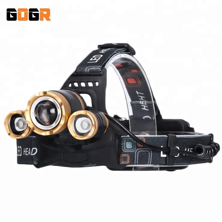 Long Range XML 3*T6 Bulb Led Head light Rechargeable High Power Headlamp