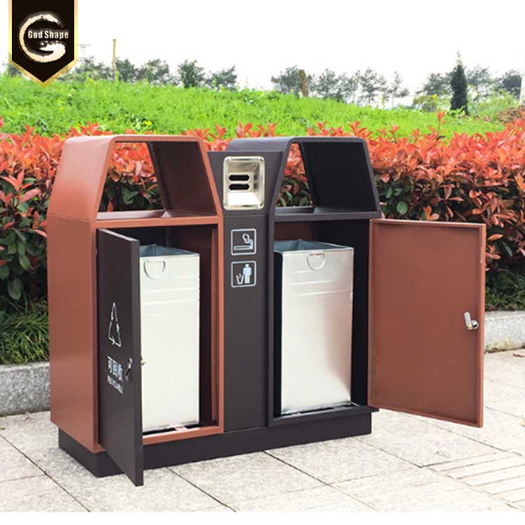 Recycle outdoor trash cangalvanized steel street drop wast container metal garbage bin