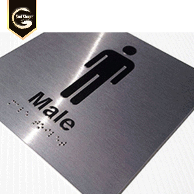 Curved Aluminum Alloy Etched Braille Sign Door Name Number Washing room Toilet Signage Door Office Sign