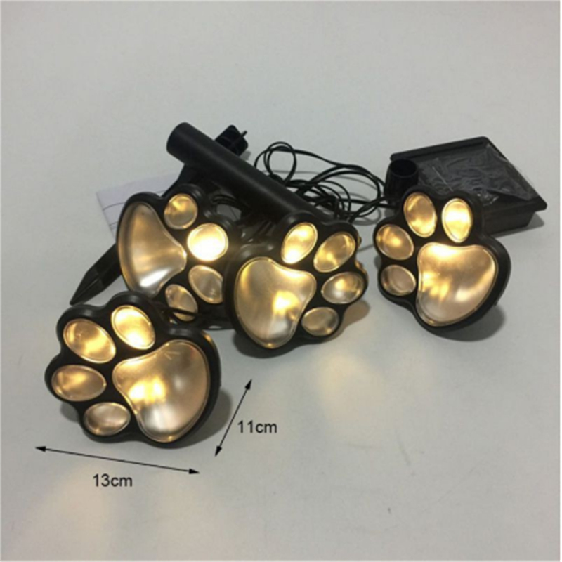Solar Cat Animal Paw Print Lights LED Solar Lamps Garden Outdoors Lantern LED Path Decorative Lighting Footprints Lamp