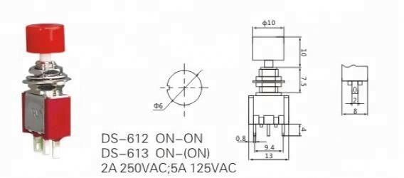 SPDT Latching 250VAC ON-ON Small 3 Pin Push Button Switch Electronic