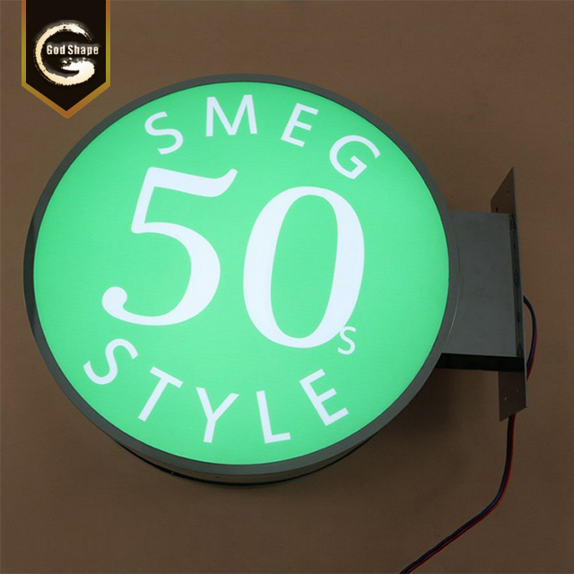 Advertising Modern Wall Mounted  Double Sided Round Led Light Box Sign