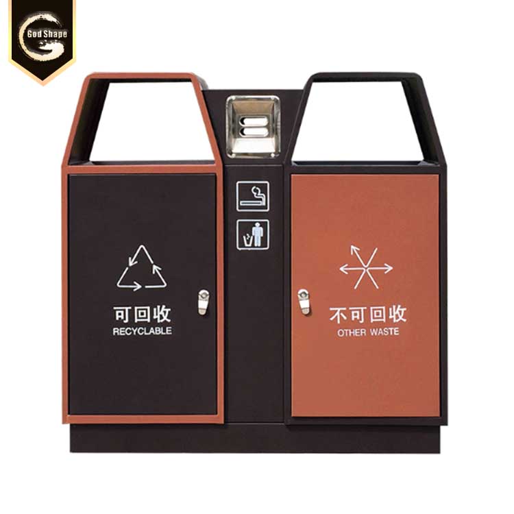 Custom stainless steel metal trash can outdoor street waste bin garbage container