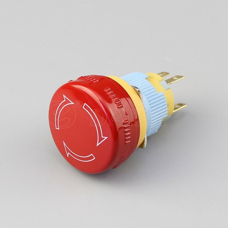16MM Flat Button 4Pin Plastic Mushroom Push Button Emergency Switch