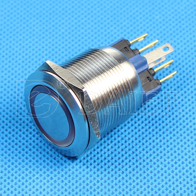 22mm SPST 1NO 1NC Latching Led Metal Push Button Switch