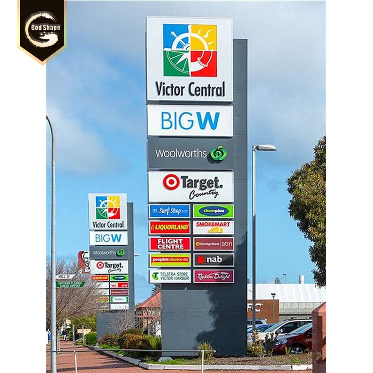 Custom Aluminium Pylon Sign Outdoor Digital Advertising Directional Signage Board