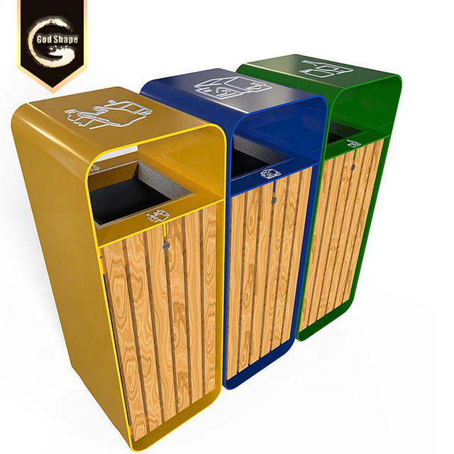 Custom Made Street Park Dustbin Bin Recycling Outdoor Stainless Steel Office Garbage Metal Trash Can