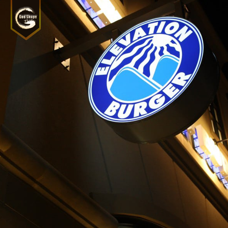 Stainless steel outdoor illuminated signage  advertising acrylic double sided round light box