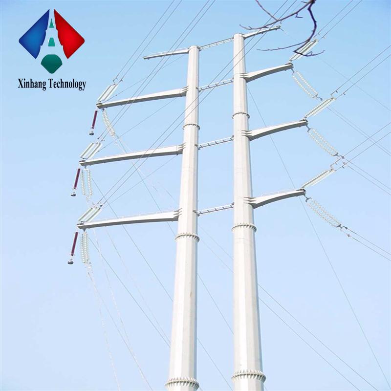 33kv 132kv transmission high voltage slip joint monopole tower electricity distribution poles
