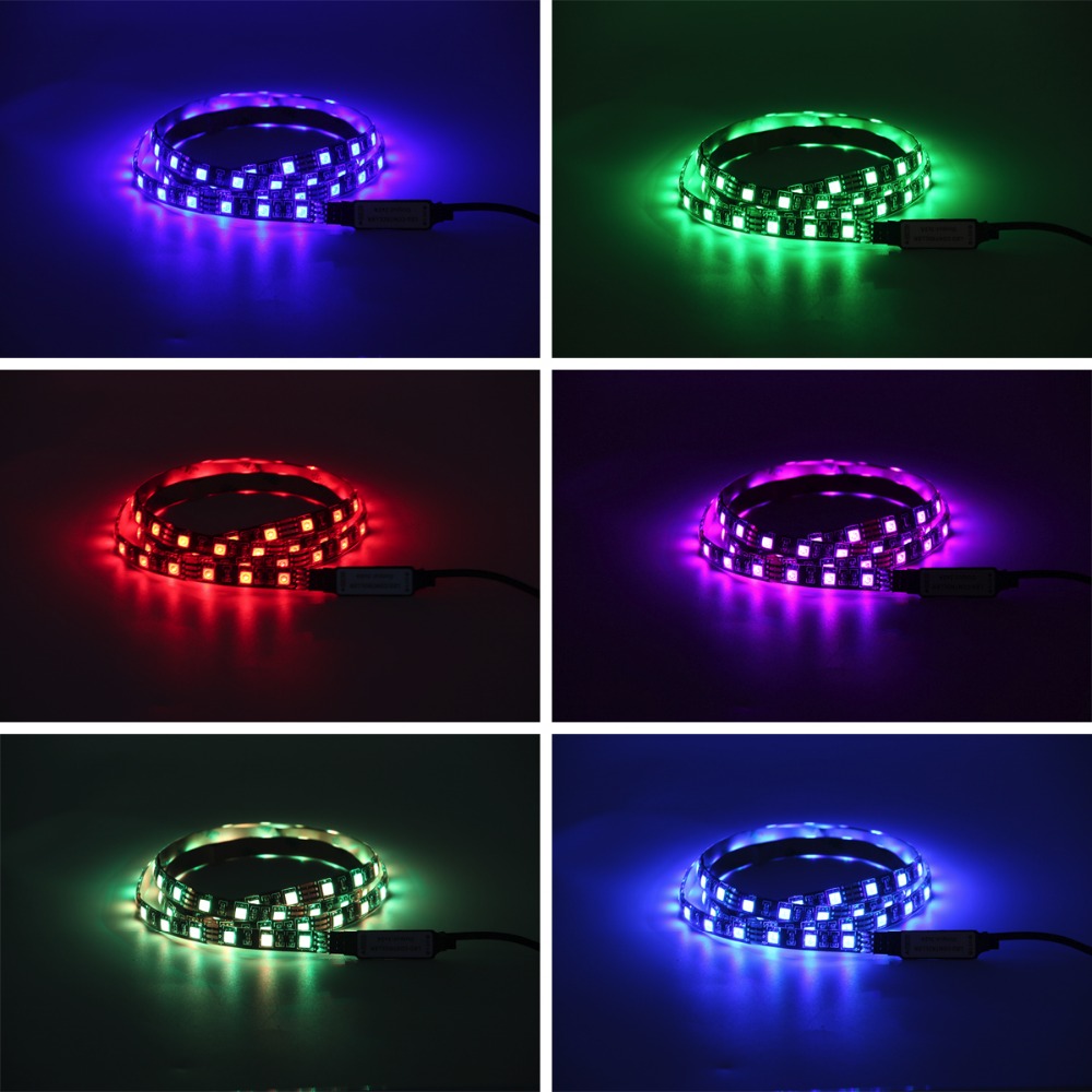 USB LED Strips SMD5050 light 5V  string Christmas desk Decor lamp tape For TV Background Lighting 5V  2M with RF Controller