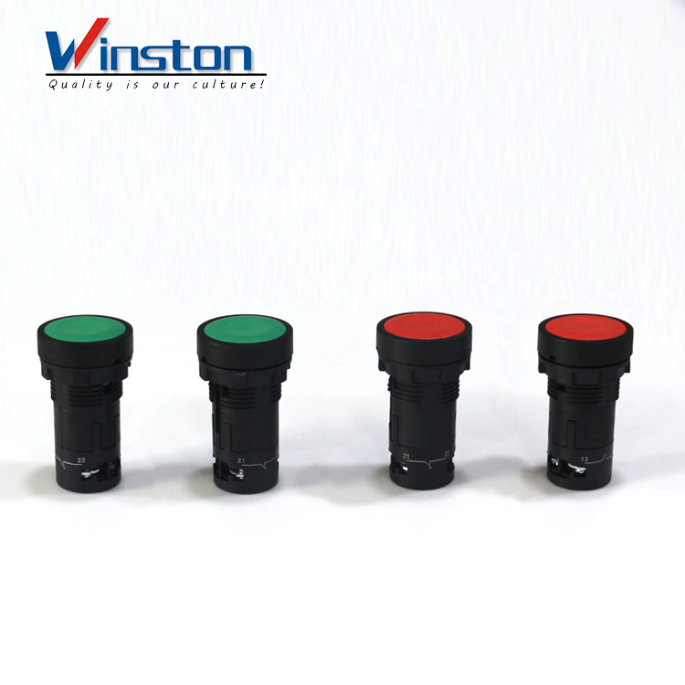 Self-locking Push button switch 22MM flat button 2contact