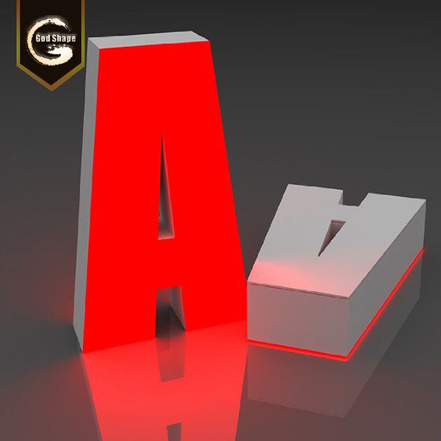 GS red led light letters stainless steel frame acrylic panel sign led channel letters for shops led letters advertising