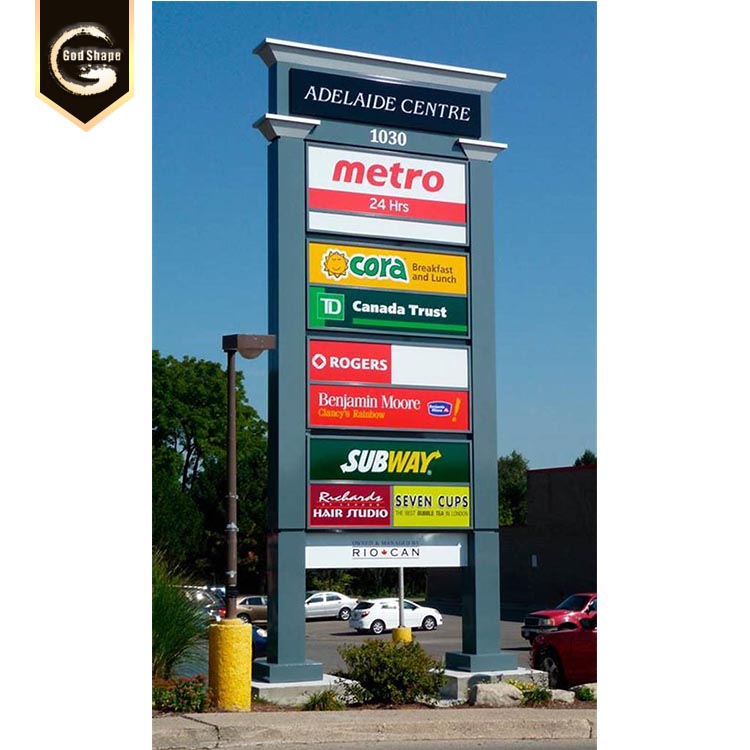 Outdoor custom freestanding signage advertising led illuminated pylon sign