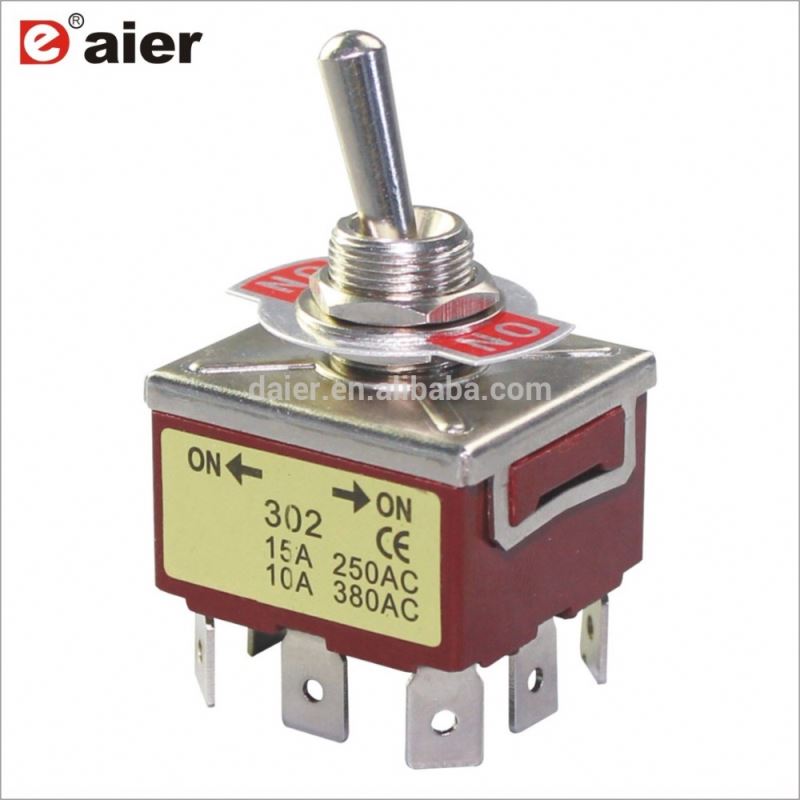 KN3C 12MM 3PDT ON-ON 2-Way PC Terminal 3 Pole 9Pins Toggle Switch
