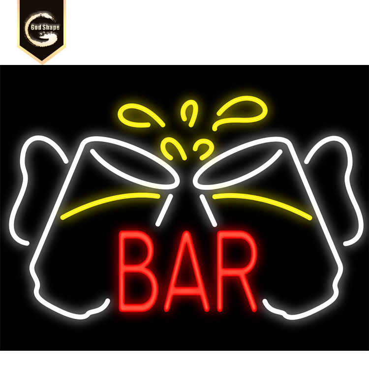 neon illuminated light sign letters led bar door hanging  open neon sign