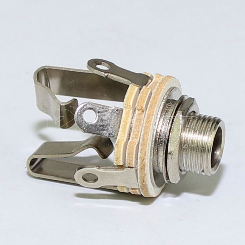 Stereo Female 1/4 Inch Jack with Nut and Washer Nickel Finish PJ Jack Connector