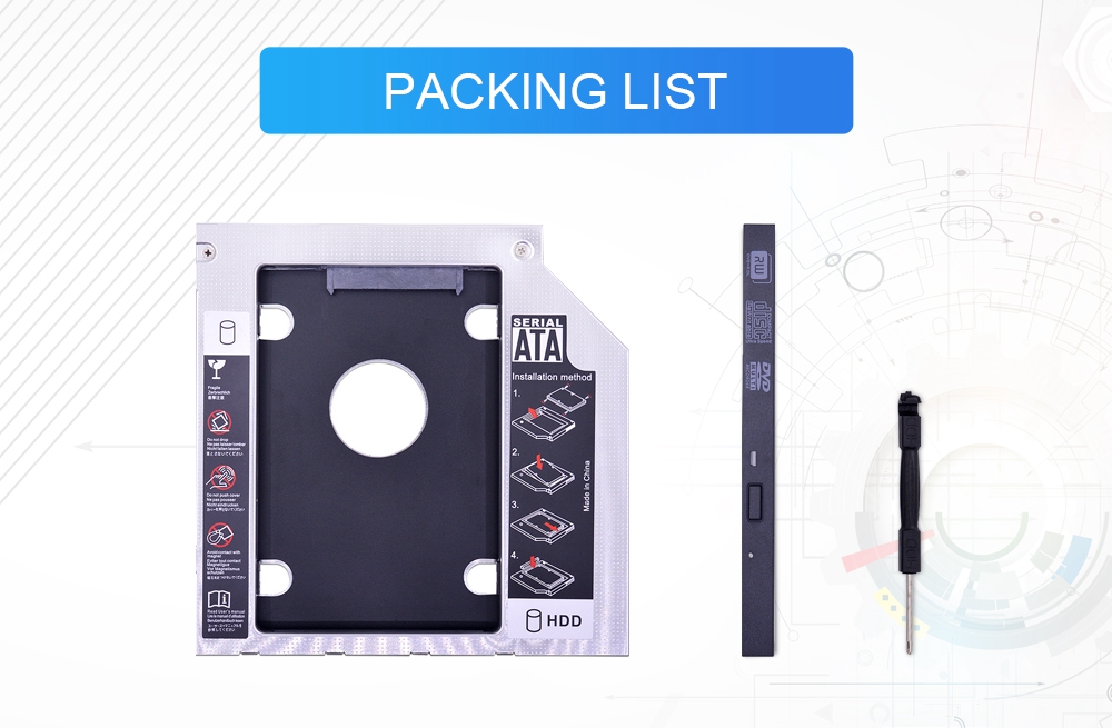 2nd HDD Caddy 12.7mm Universal sata ssd bay To 2.5 Case