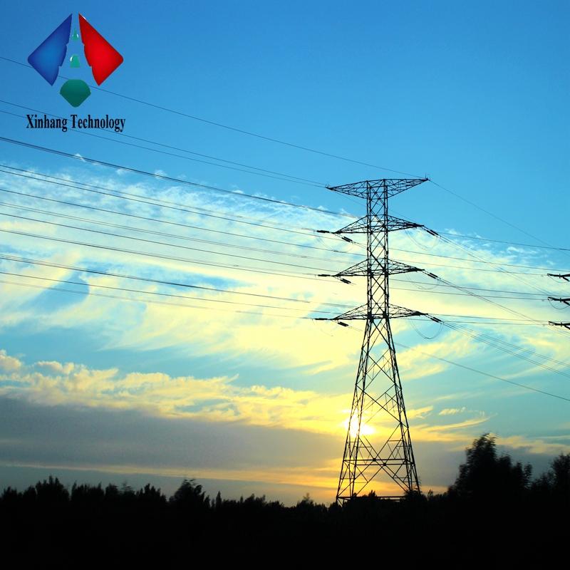overhead distribution guy wire steel pole with cross arm and ground screw anchor 132kv 138kv high tension tower