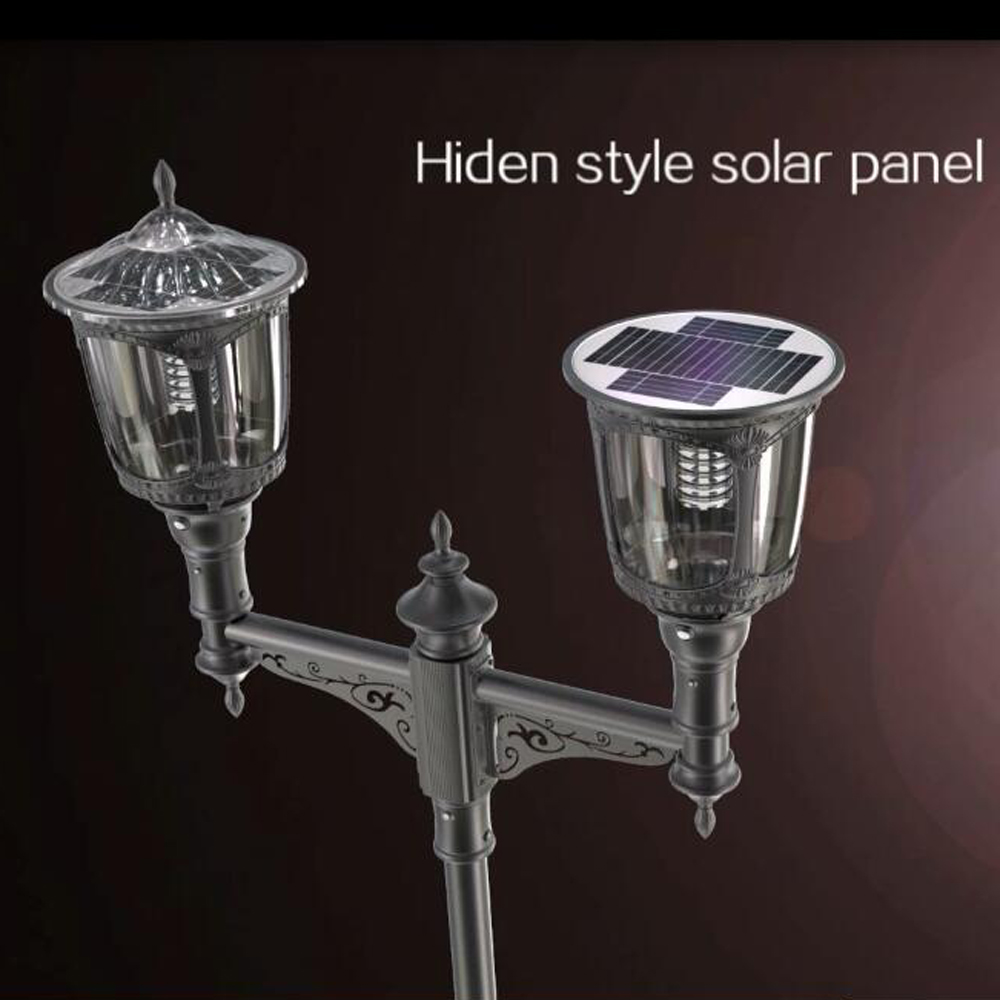 outdoor landscape lightning double arm solar garden light with CE ROSH