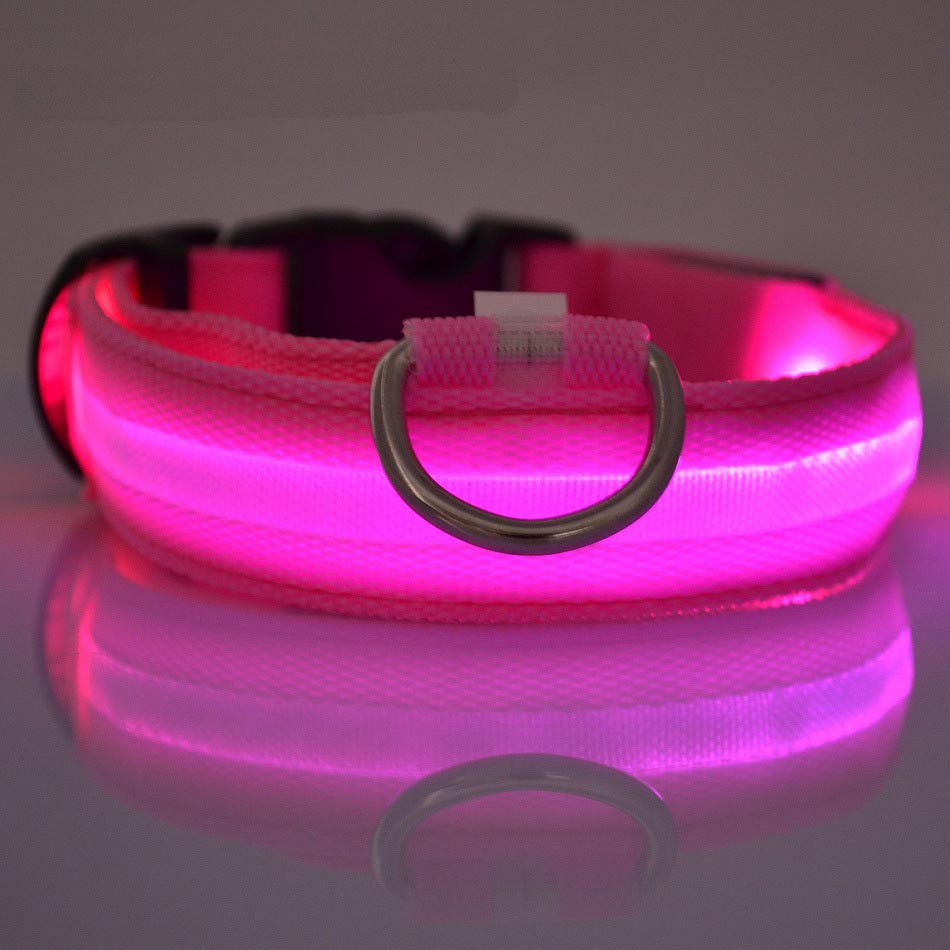 Pet collar Luminous pet belt Wholesale Nylon LED Light Night Safety Light-up Flash Glowing Cat Dog Collars