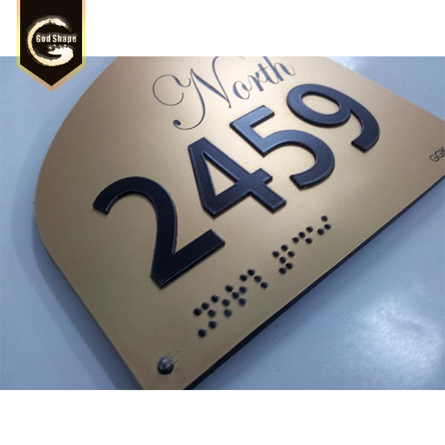 Customer Made Factory Metal Curved Wall Mounted Office Name Desk Plate Room Hotel Road Sign