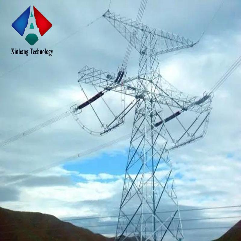 400kv electric power 220kv double circuit pole overhead transmission line galvanized 4 legs angle steel towers